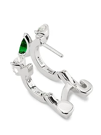 Serti Sur Vide 18K White Gold, 0.52 TCW Diamond & Emerald Single Huggie Hoop Earring - Left Or Right