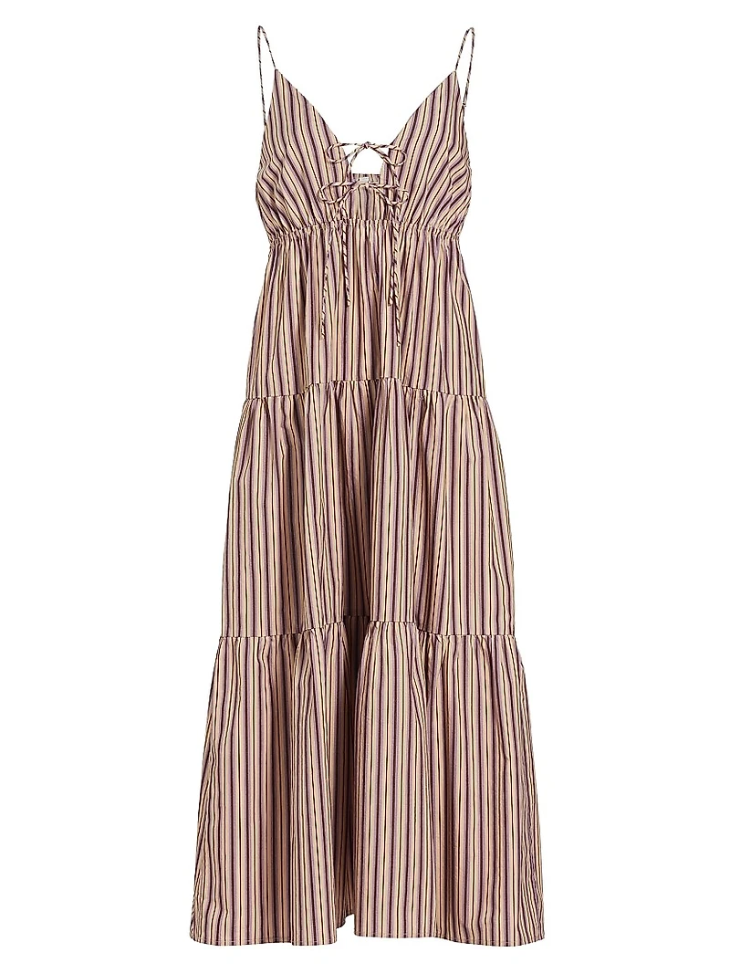 Amber Stripe Tiered Midi-Dress