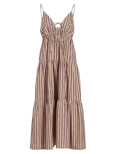Amber Stripe Tiered Midi-Dress