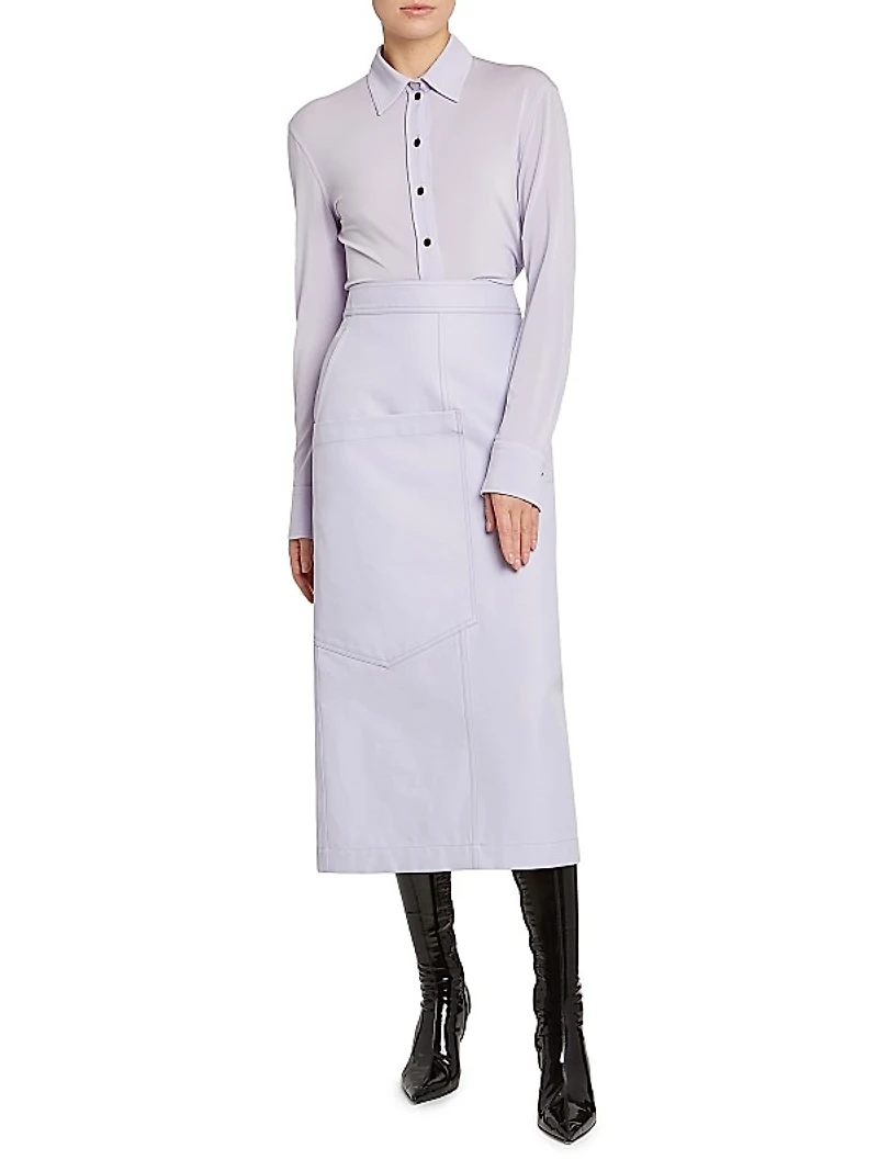 Gabardine Pocket Midi Skirt