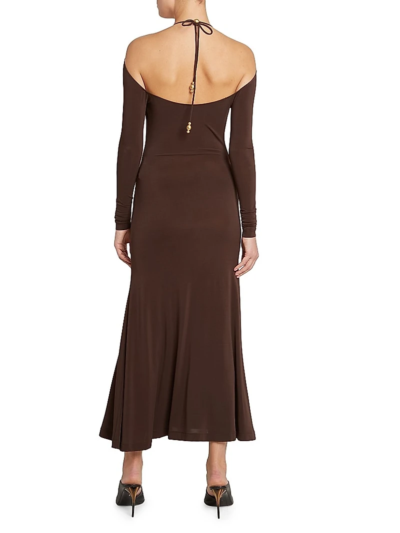 Stretch Jersey Keyhole Maxi Dress