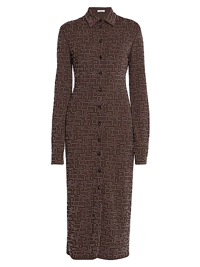 Jersey Dot Print Midi Shirtdress