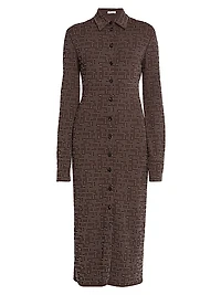 Jersey Dot Print Midi Shirtdress