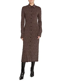 Jersey Dot Print Midi Shirtdress