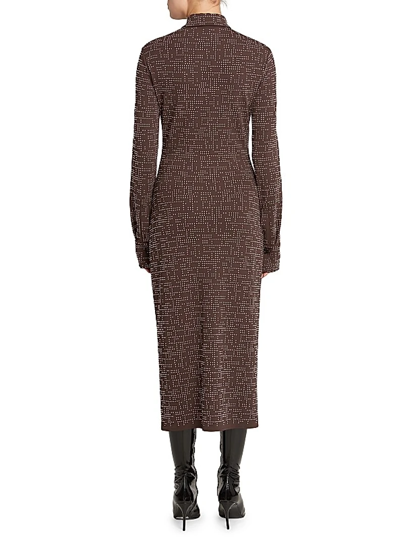 Jersey Dot Print Midi Shirtdress