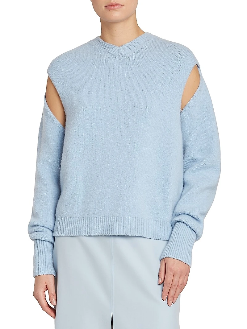 Brushed Cashmere Cut-Out Sweater