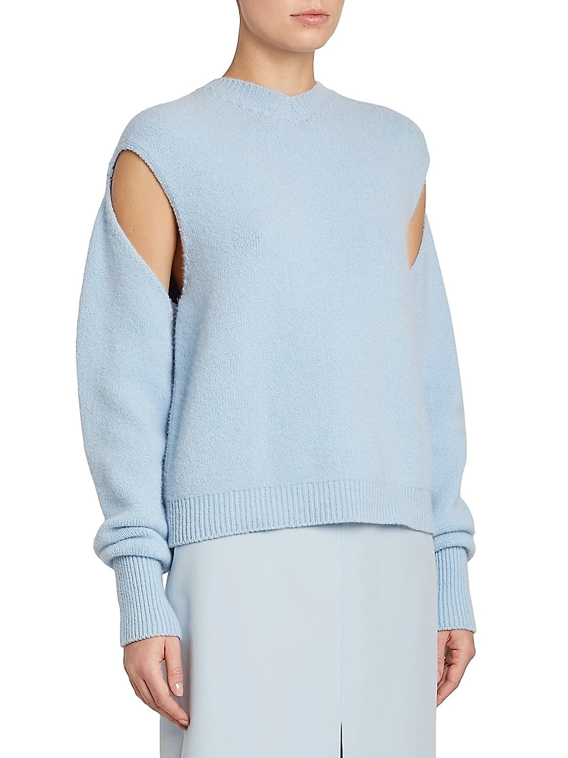 Brushed Cashmere Cut-Out Sweater