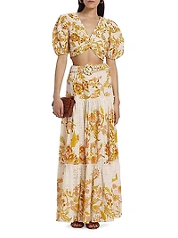 Floral Puff-Sleeve Crop Top