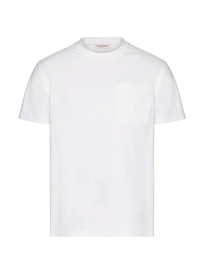 Cotton T-Shirt With Topstitched V Detail