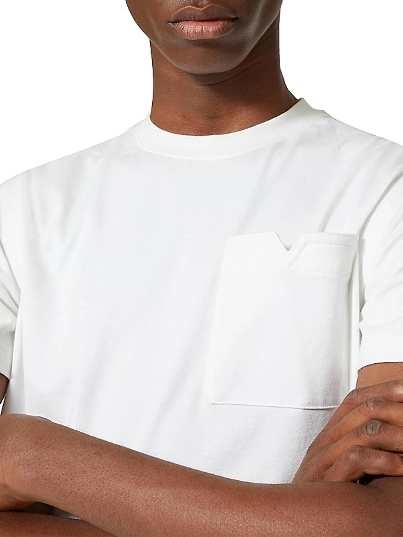 Cotton T-Shirt With Topstitched V Detail