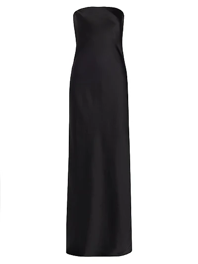 Satin Bias Strapless Gown