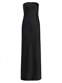 Satin Bias Strapless Gown