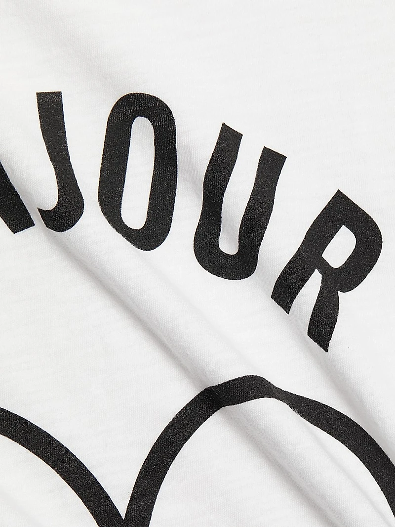 Bonjour Smiling Heat Graphic Cotton T-Shirt