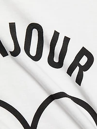 Bonjour Smiling Heat Graphic Cotton T-Shirt