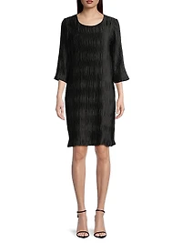 Plissé Three-Quarter Sleeve Dress