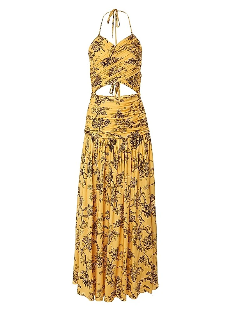 Strappy Ruched Cut-Out Maxi Dress