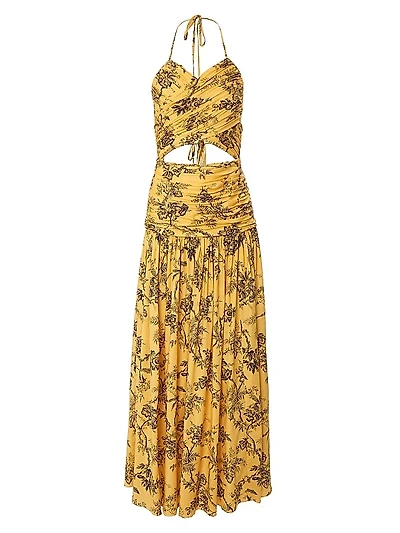 Strappy Ruched Cut-Out Maxi Dress