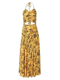 Strappy Ruched Cut-Out Maxi Dress