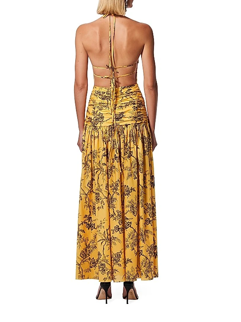 Strappy Ruched Cut-Out Maxi Dress