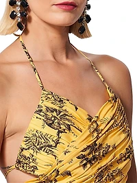 Strappy Ruched Cut-Out Maxi Dress