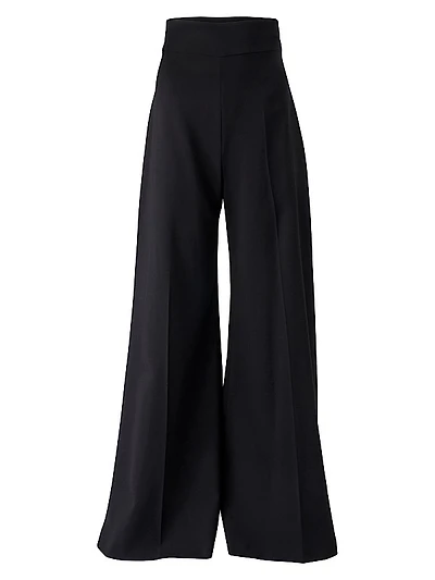Stretch Wool High-Rise Wide-Leg Pants