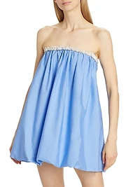 Pearl-Embellished Bubble Minidress