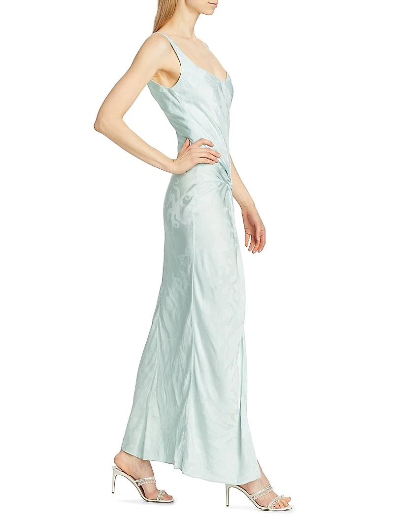 Jacquard Twist Waist Cocktail Dress