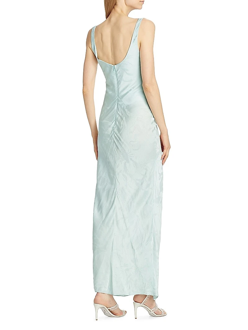 Jacquard Twist Waist Cocktail Dress