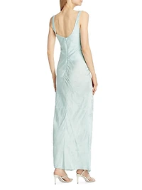 Jacquard Twist Waist Cocktail Dress