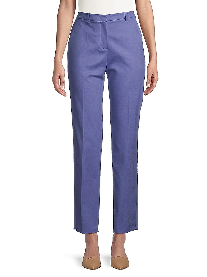 Straight-Leg Cotton-Blend Trousers