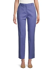 Straight-Leg Cotton-Blend Trousers