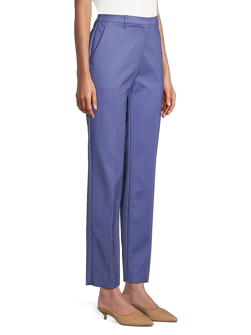 Straight-Leg Cotton-Blend Trousers