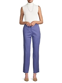 Straight-Leg Cotton-Blend Trousers
