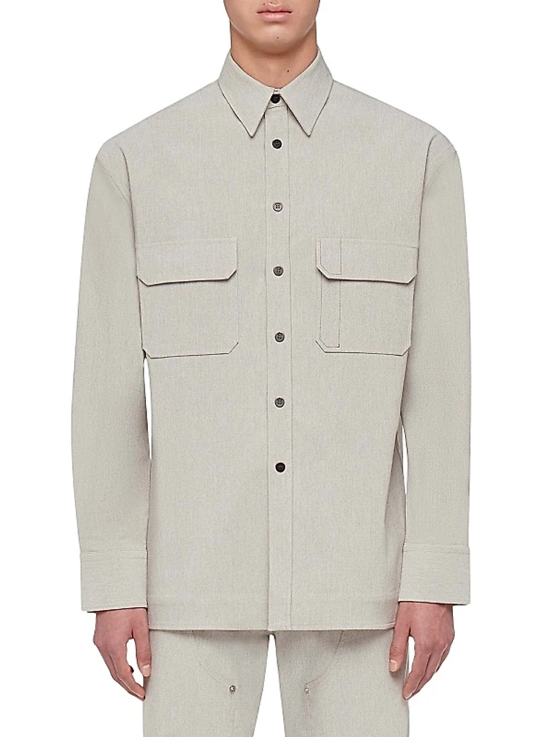 Cotton-Blend Button-Front Shirt