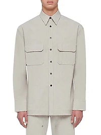 Cotton-Blend Button-Front Shirt