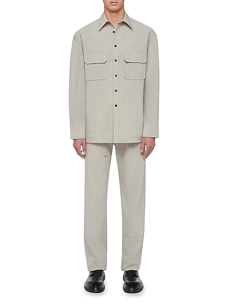 Cotton-Blend Button-Front Shirt