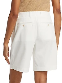 Relaxed Twill Pleated Wide-Leg Shorts