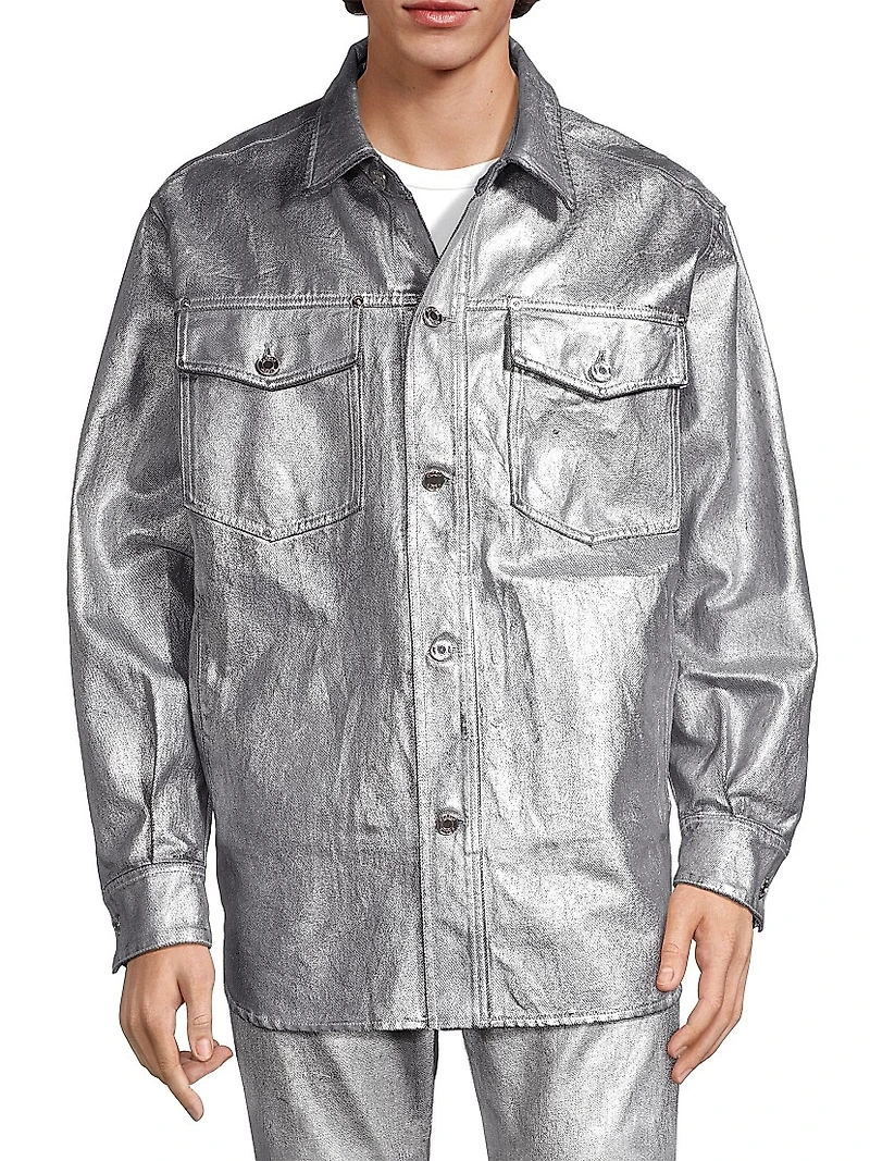 Oversized Long-Sleeve Denim Shirt