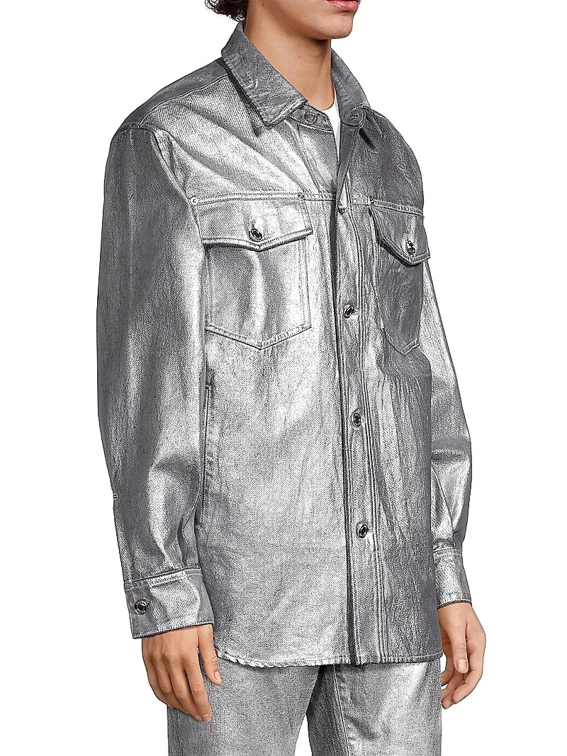Oversized Long-Sleeve Denim Shirt