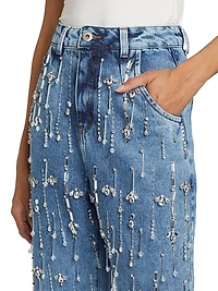 Rhinestone Beaded Jeans