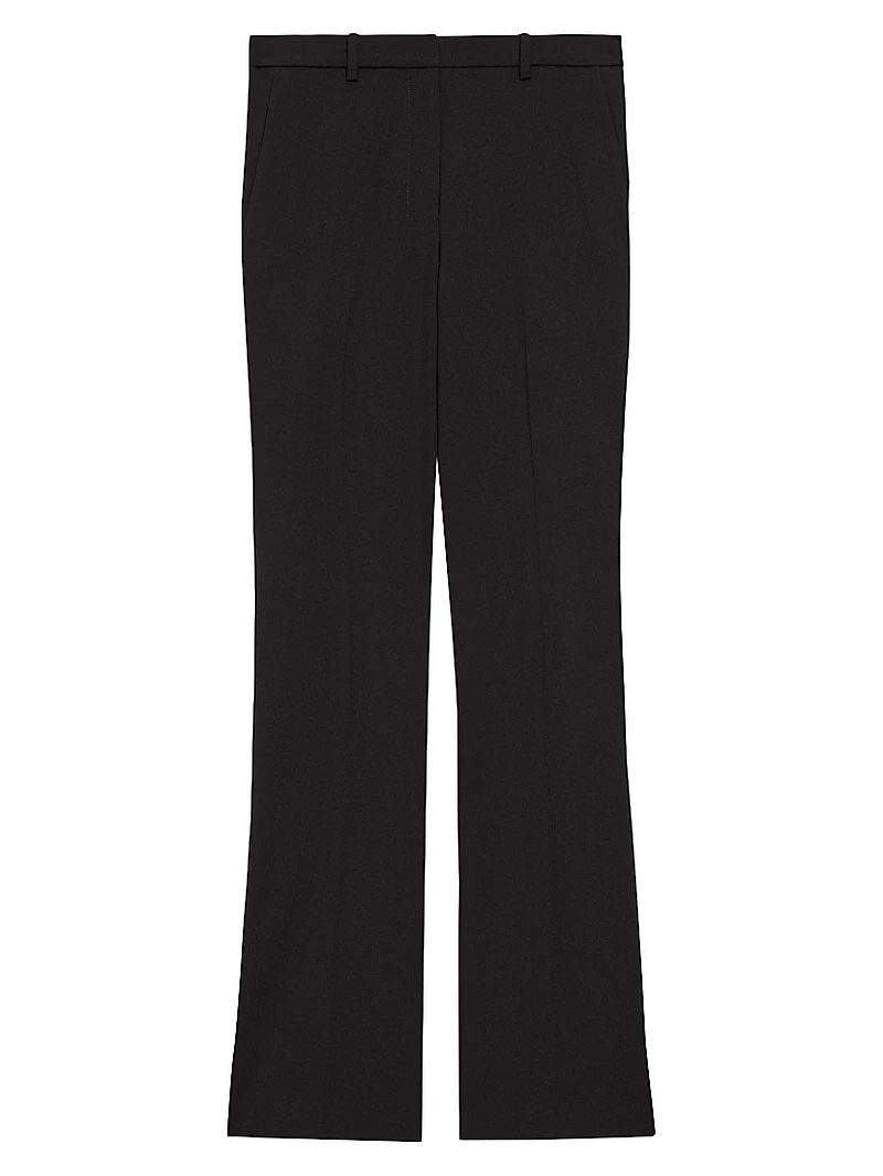 Stretch Wool Straight Full-Length Trousers