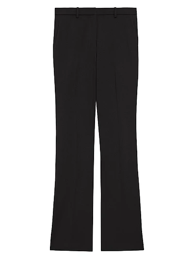 Stretch Wool Straight Full-Length Trousers