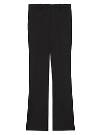 Stretch Wool Straight Full-Length Trousers