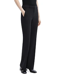 Stretch Wool Straight Full-Length Trousers