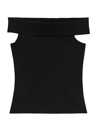Compact Crepe Off-The-Shoulder Top