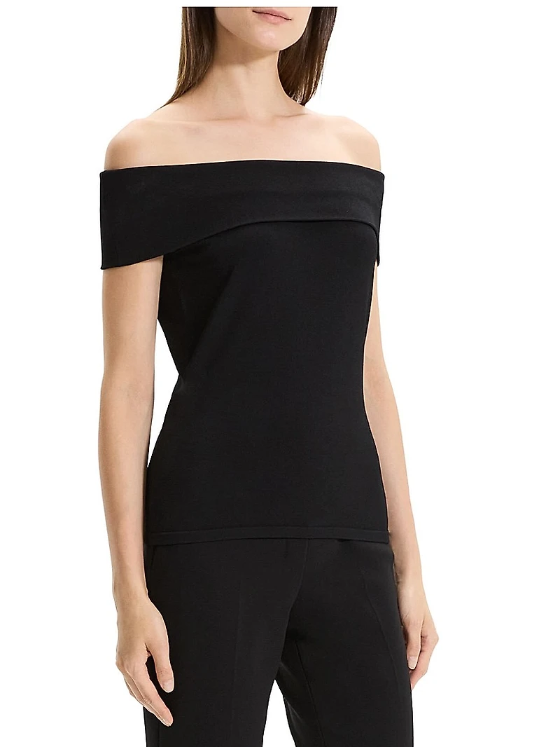 Compact Crepe Off-The-Shoulder Top