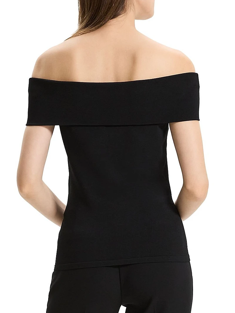 Compact Crepe Off-The-Shoulder Top