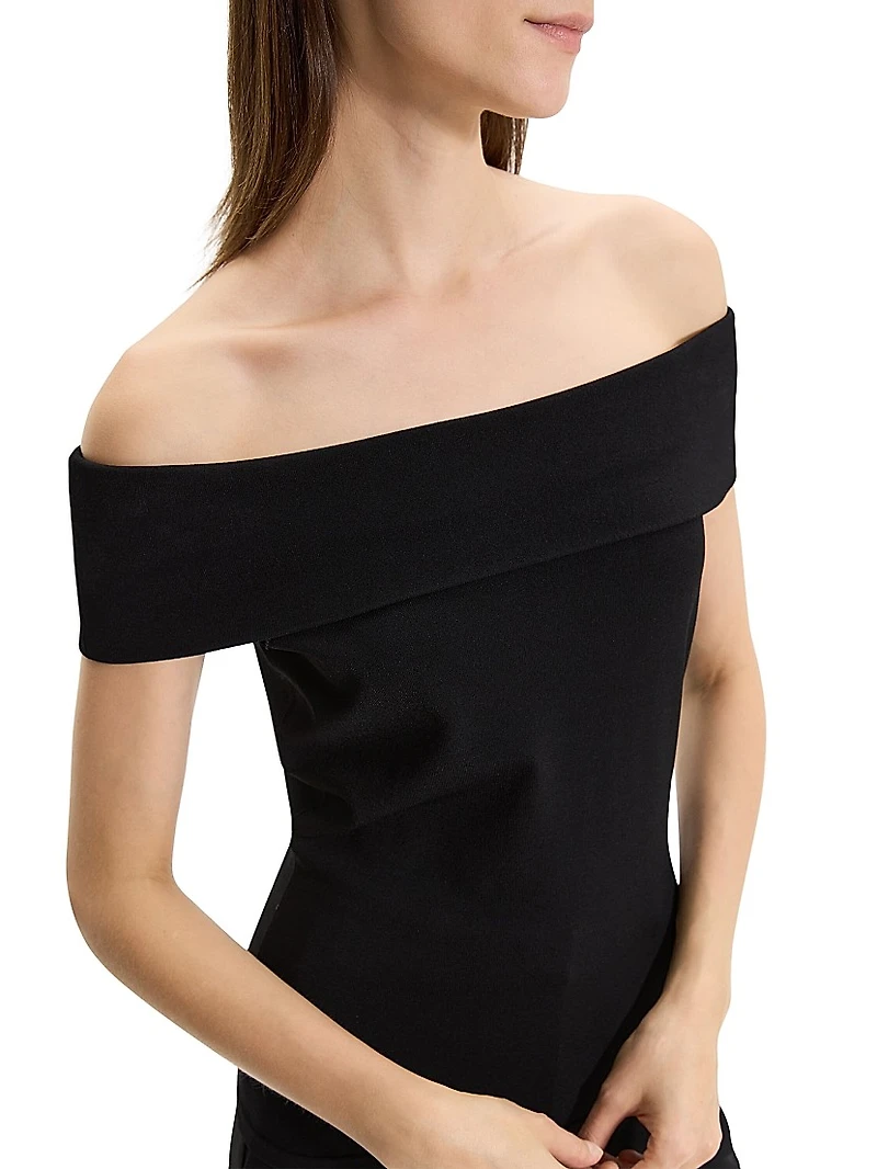 Compact Crepe Off-The-Shoulder Top
