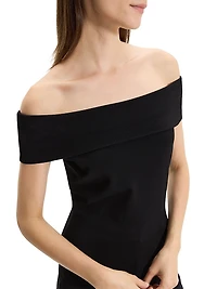Compact Crepe Off-The-Shoulder Top