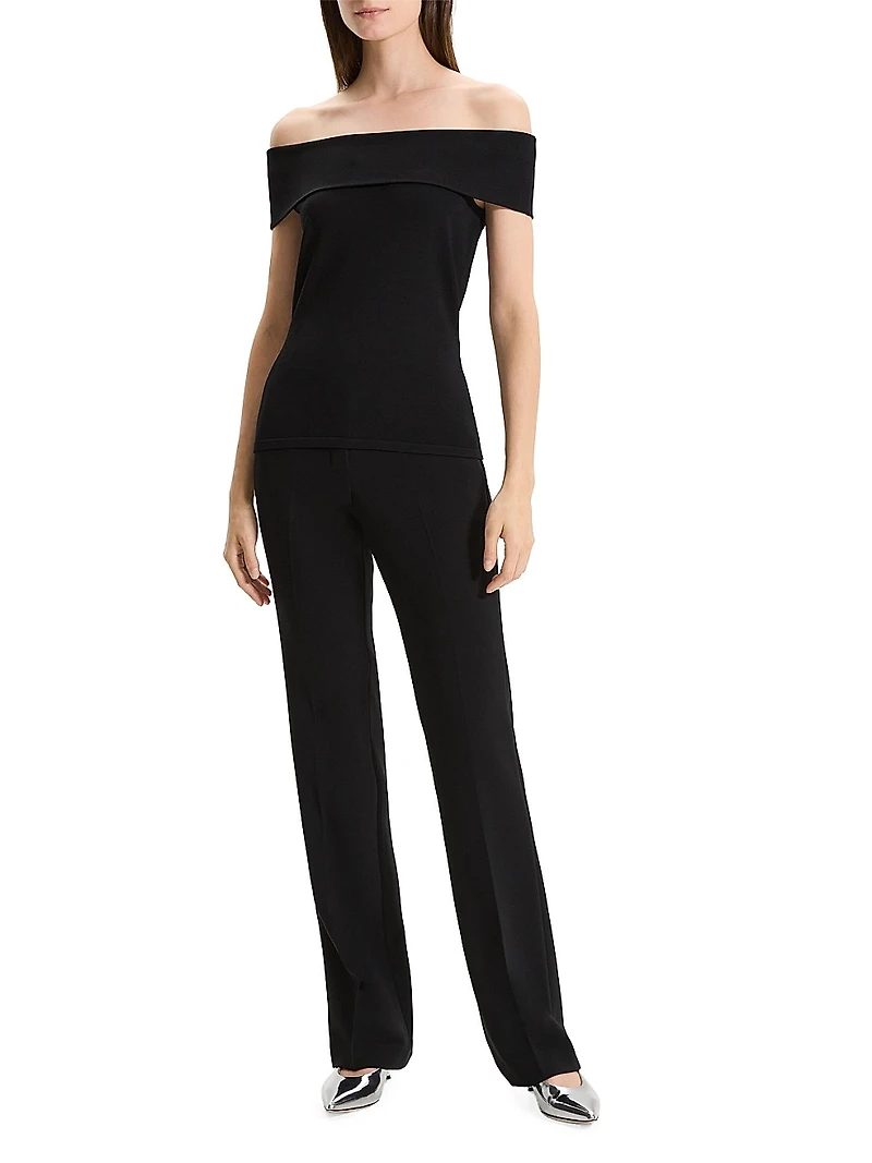 Compact Crepe Off-The-Shoulder Top